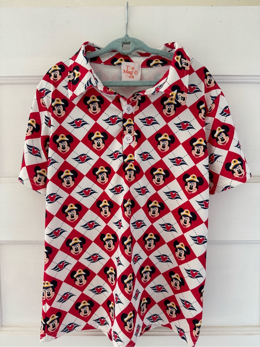 Kids Red & White Mickey Mouse Cruise Polo Shirt